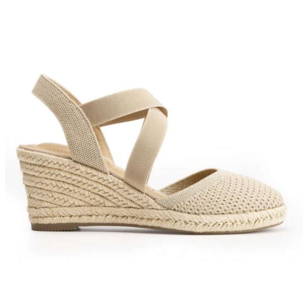 Me Too - Women's Bev Nude Sustainable Mesh Wedge Sandal - Size 9.5 M - Picture 1 of 9